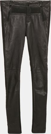 Maje Black Leather And Knit Trousers