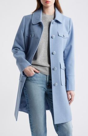 CeCe by Cynthia Steffe Textured Flap Pocket Coat in Mineral at Nordstrom, Size X-Small