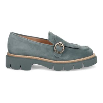 Luca Grossi Loafers, female, Blue, 5 UK, Blue Suede Moccasin with Fringe