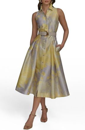 DKNY Floral Print Midi Dress in Limoncello Multi at Nordstrom, Size 14