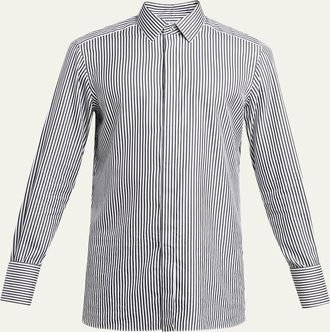 Tom Ford Mens Cotton and Lyocell Stripe Button-Down Shirt