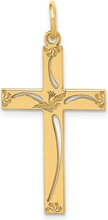 Diamond2Deal 14k Yellow Gold Laser Designed Cross Pendant