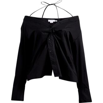 Good American Poplin Off the Shoulder Top in Black001 at Nordstrom Rack, Size X-Large