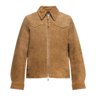 AllSaints Leather Jackets, male, Brown, Size: XL Dellcot Suede Jacket