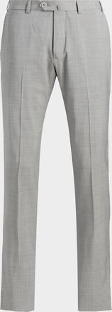 Emporio Armani Men & apos;s Wool Sharkskin Flat-Front Trousers