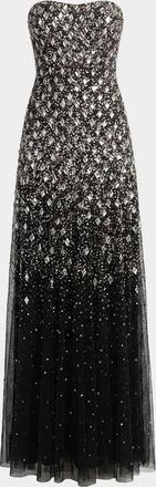 Mac Duggal Beaded Mesh Strapless A-Line Gown