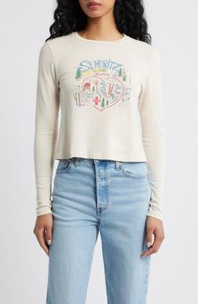 Daydreamer St. Moritz is for Lovers Long Sleeve Crop Graphic T-Shirt in Dirty White at Nordstrom Rack, Size X-Large