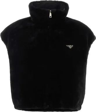 Prada Black Logo Mock Collar Jacket