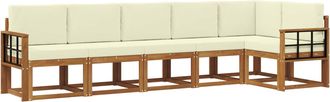 vidaXL Conjunto De Sof&aacute;s De Exterior 6 Uds. Natural Y Crema Vidaxl