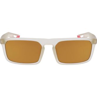 Nike NV03 55mm Rectangular Sunglasses in Matte Bone/Bronze Mirror at Nordstrom Rack