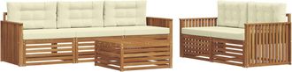 vidaXL Conjunto De Sof&aacute;s De Exterior 6 Uds. Natural Y Crema Vidaxl