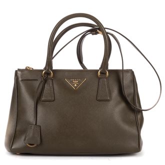 Prada Pre-owned Womens Double Zip Tote Shoulder Bag - Dark Green - One Size