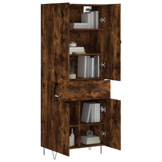 Berkfield Home Highboard Smoked Oak 69.5x34x180 cm Engineered Wood in Brown