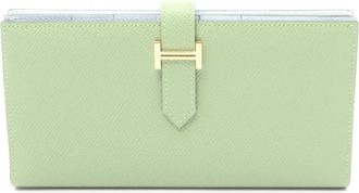 Herm&egrave;s Blue Green Epsom Leather Leather Long Wallet (Bi-Fold) (Pre-Owned)