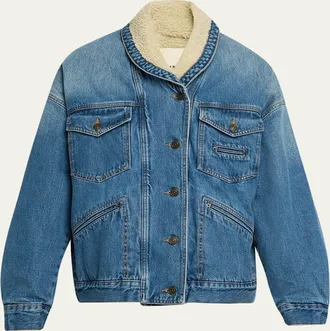 Isabel Marant Pimia Faux-Fur Lined Denim Jacket