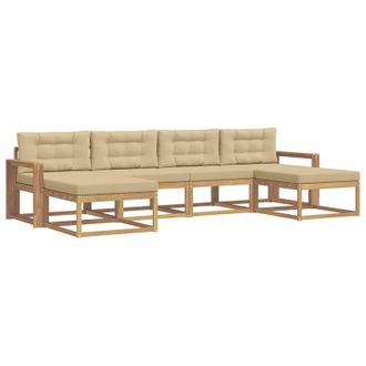 vidaXL Conjunto De Sof&aacute;s De Exterior Con Coj&iacute;n 6 Pcs Y Beige Vidaxl