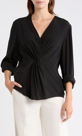 BOSS Bawari Twist Front Cotton Shirt in Black at Nordstrom Rack, Size 10