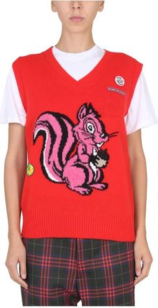 Cormio Nicole Vest - Dames - V-hals truien - Rood - S - Wol - Truien & Vesten