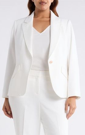 Tahari by ASL Stretch Boucl&eacute; Jacket in Ivory at Nordstrom, Size 16 W