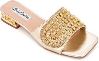 Lady Couture Clear Rhinestone Slingback Sandal in Gold at Nordstrom, Size 12