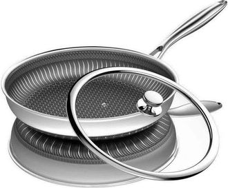 OEM Sart&eacute;n De Acero Inoxidable 316 Con Revestimiento De Nido De Abeja, Tapa Incluida, Apta Para Inducci&oacute;n, 30 Cm