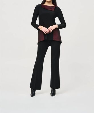 Joseph Ribkoff Cowl Neck Long Sleeve Tunic In Black/red