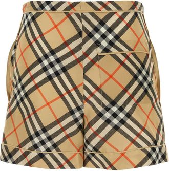 Burberry Womens Printed Silk Shorts Sandipcheck Exterior
