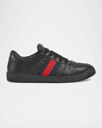 Gucci Men & apos;s GG Embossed Leather Low-Top Sneakers