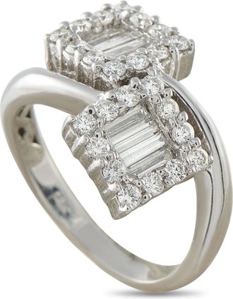Luxury Bazaar 18K White Gold 1.35ct Diamond Bypass Ring MF18-071626