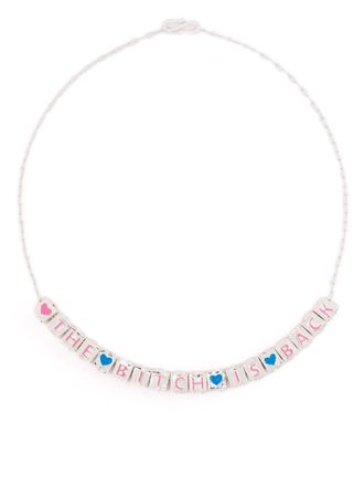 Natasha Zinko slogan-charm chain-link necklace - Silver