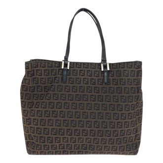 Fendi Brown Canvas Leather Handbag Tote Bag (Pre-Owned)