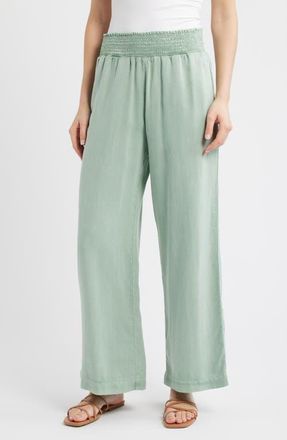 Bella Dahl Smock Waist Wide Leg Pants in Oasis Green at Nordstrom, Size X-Small