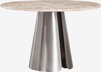 Sklum Mesa De Comedor Redonda &Oslash;120 Cm En Acero Inoxidable Baelor Sklum