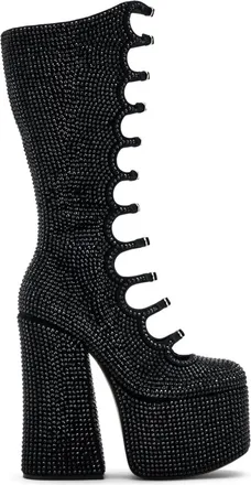 Marc Jacobs Kiki 160mm rhinestone-embellished boots - women - Leather/Calf Leather/Crystal/Calf Leather - 36 - Black