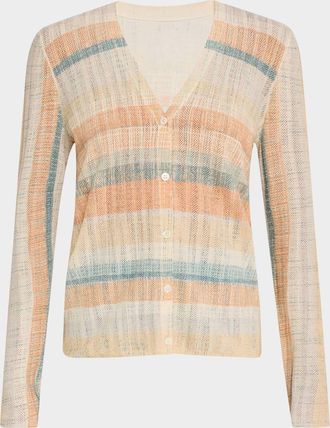 TSE Superfine Cashmere Striped Cardigan