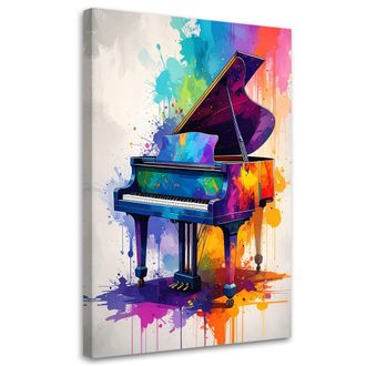 Feeby Cuadro En Lienzo, Piano De Colores M&uacute;sica, 70x100