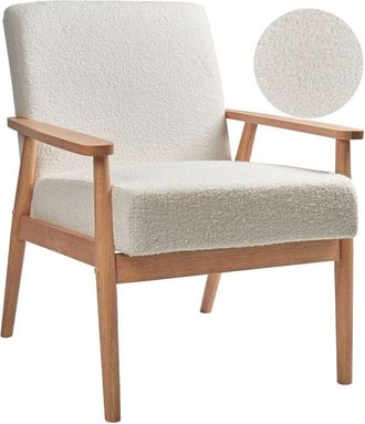 Beliani Beliani - Poltrona retr&ograve; da salotto Rivestimento in boucle Struttura in legno chiaro Esrum bianco sporco