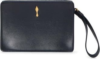 Christian Louboutin Small Bettina Leather Wristlet in Black/Gold at Nordstrom
