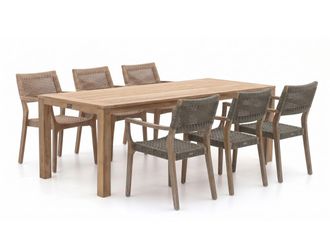 Rough Country Rustic Furniture + 15% kassakorting | ROUGH-L Rope/ROUGH-S 220cm dining tuinset 7-delig stapelbaar