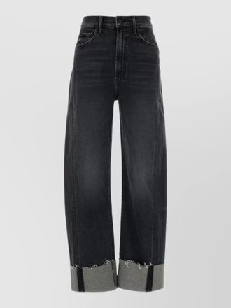 Mother high-rise cropped wide-leg denim jeans