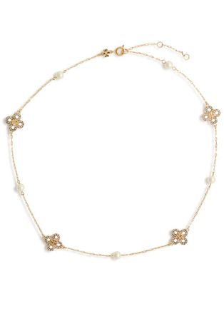 Tory Burch Kira Clover Embellished Necklace - Gold - One Size