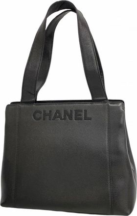Chanel Black Grained Calfskin Tote Bag (Pre-Owned)