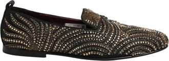Dolce & Gabbana Black Gold Embellished Slippers Loafers Mens Shoes (Pre-Owned)