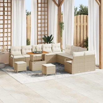 vidaXL Conjunto De Sof&aacute; De Jard&iacute;n Con Coj&iacute;n 13 Pcs Beige Polirat&aacute;n Vidaxl
