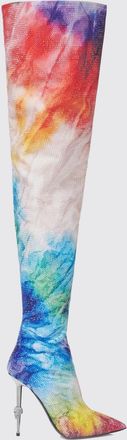 Philipp Plein Stivali cuissardes con motivo tie-dye e applicazione Skull con cristalli