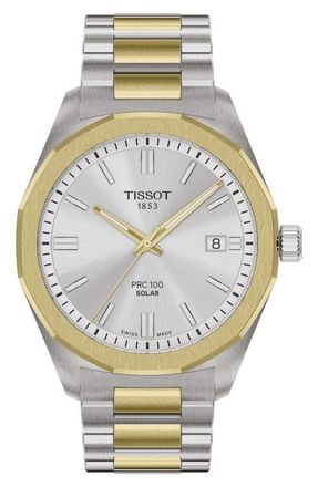 Tissot PRC 100 Solar Two-Tone Bracelet Watch, 39mm in Silver at Nordstrom