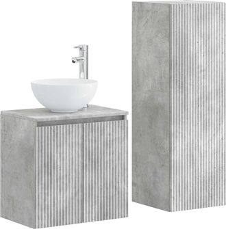 vidaXL Juego De Muebles De Ba&ntilde;o 2 Uds. Gris Hormig&oacute;n Vidaxl