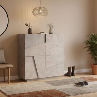 Dmora Dmora - Zapatero Dfogl, Mueble Multiusos Con 2 Puertas, Zapatero De Entrada, 100% Made In Italy, Cm 81x38h86, Pizarra Con Detalle