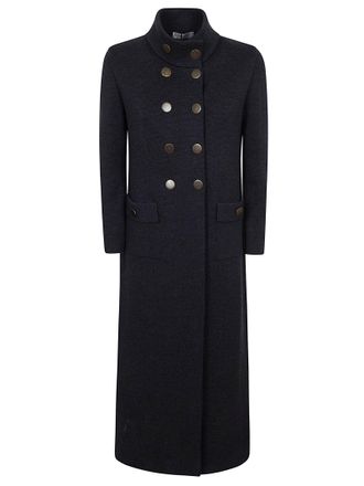 Charlott Structured Double-Breasted Wool Coat with Martingale Detail