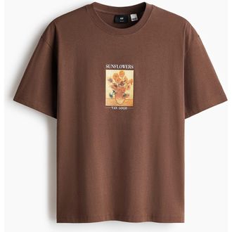 H&M Loose fit t-shirt in Brown/van Gogh at Nordstrom, Size Medium